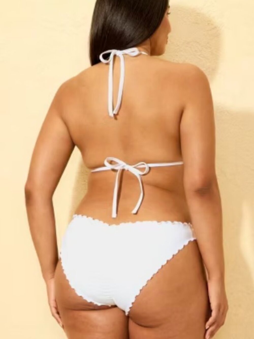 Shade & Shore -Women's Ruffle Edge Cheeky Coverage Bikini Bottom White/Large